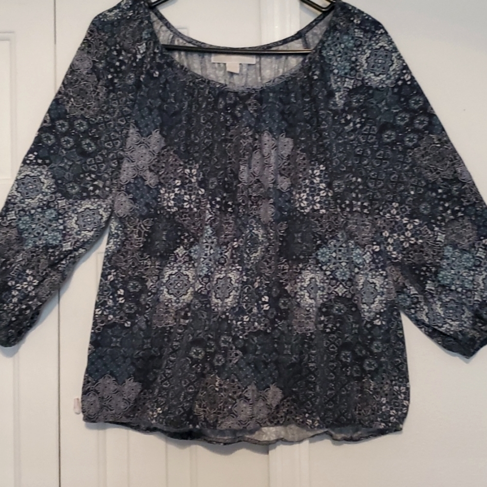 Michael Kors Top tunic Womens Size L Floral blues. Great flowy style